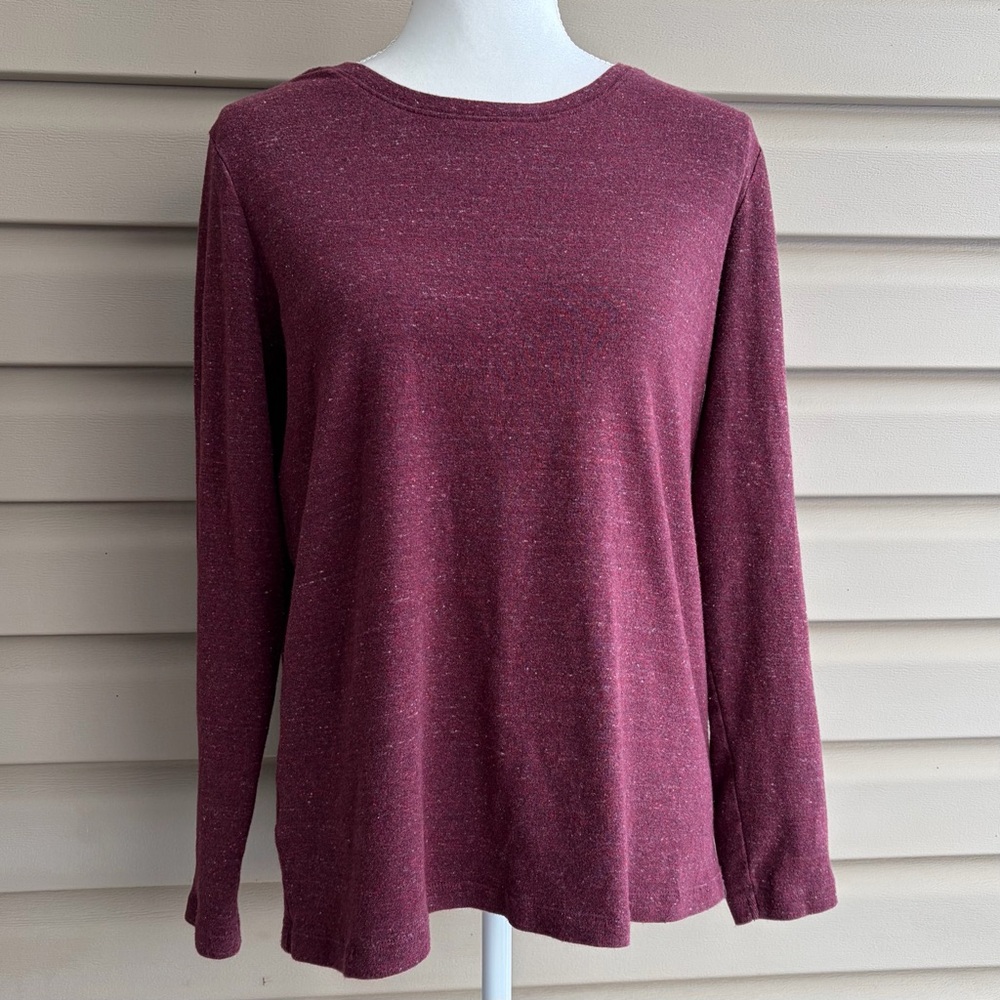 •Eddie Bauer• Burgundy Heathered Long Sleeve Cotton Top - Size XL